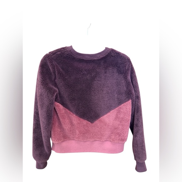 Abercrombie & Fitch Colorblock Sherpa Fleece Sweater XS – Soft Plush Cozy Teddy - Picture 2 of 5